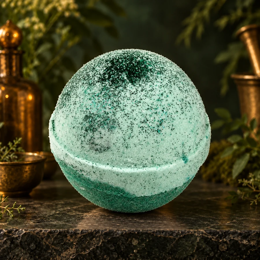 Bergamot Lime Bath Bomb — AI product mockup