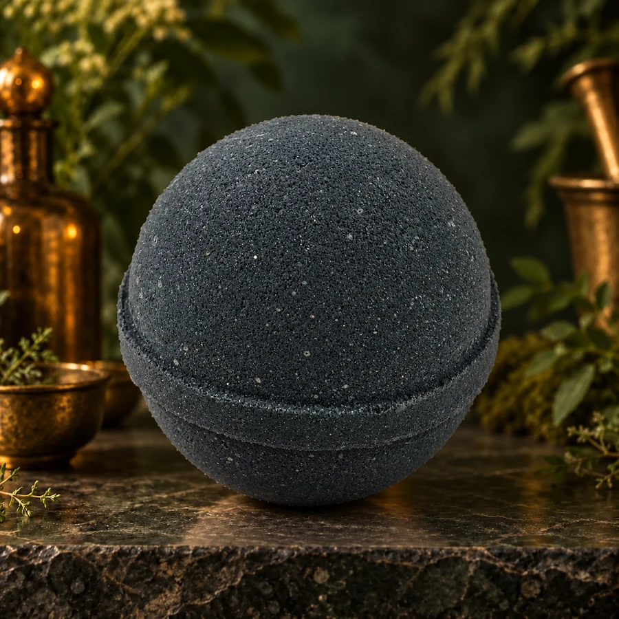 Black Velvet Bath Bomb — AI product mockup
