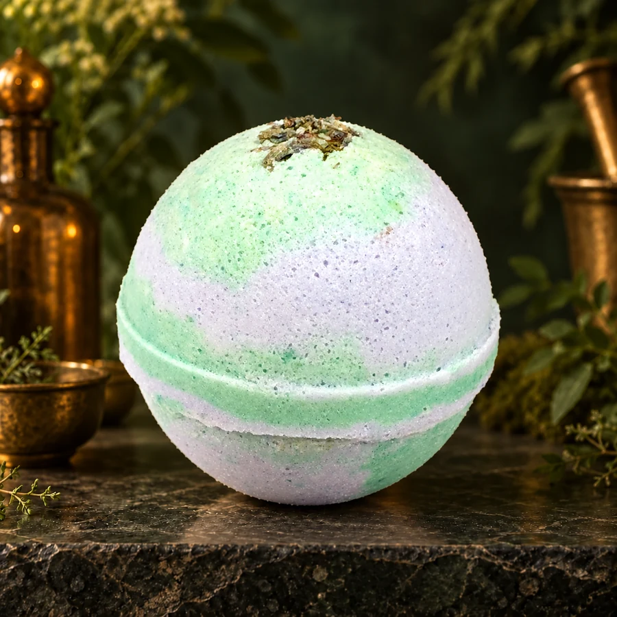 Cucumber Lavender Bath Bomb — AI product mockup
