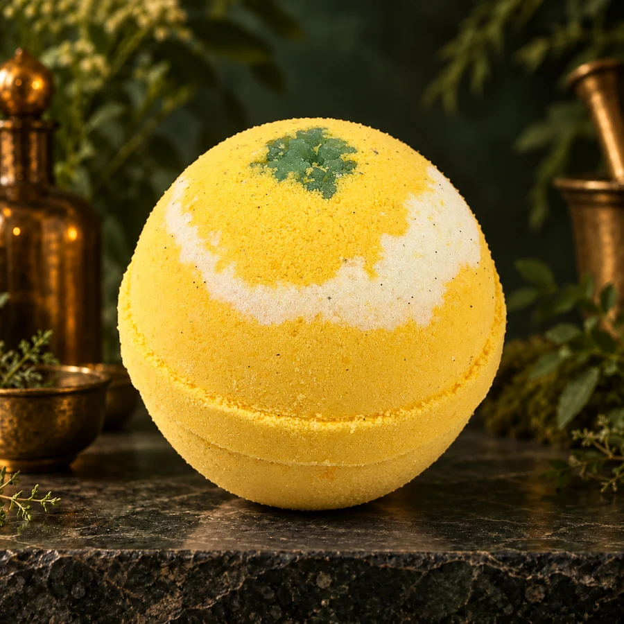 Lemongrass Bath Bomb — AI product mockup
