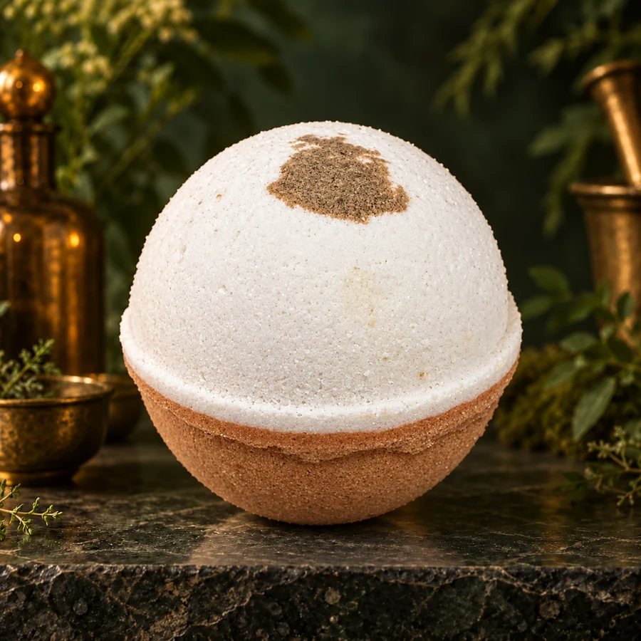 Oatmeal Milk & Honey Bath Bomb — AI product mockup