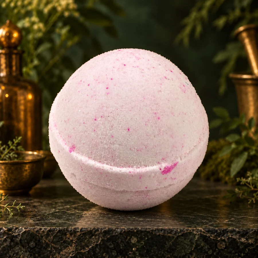 Plumeria Bath Bomb — AI product mockup