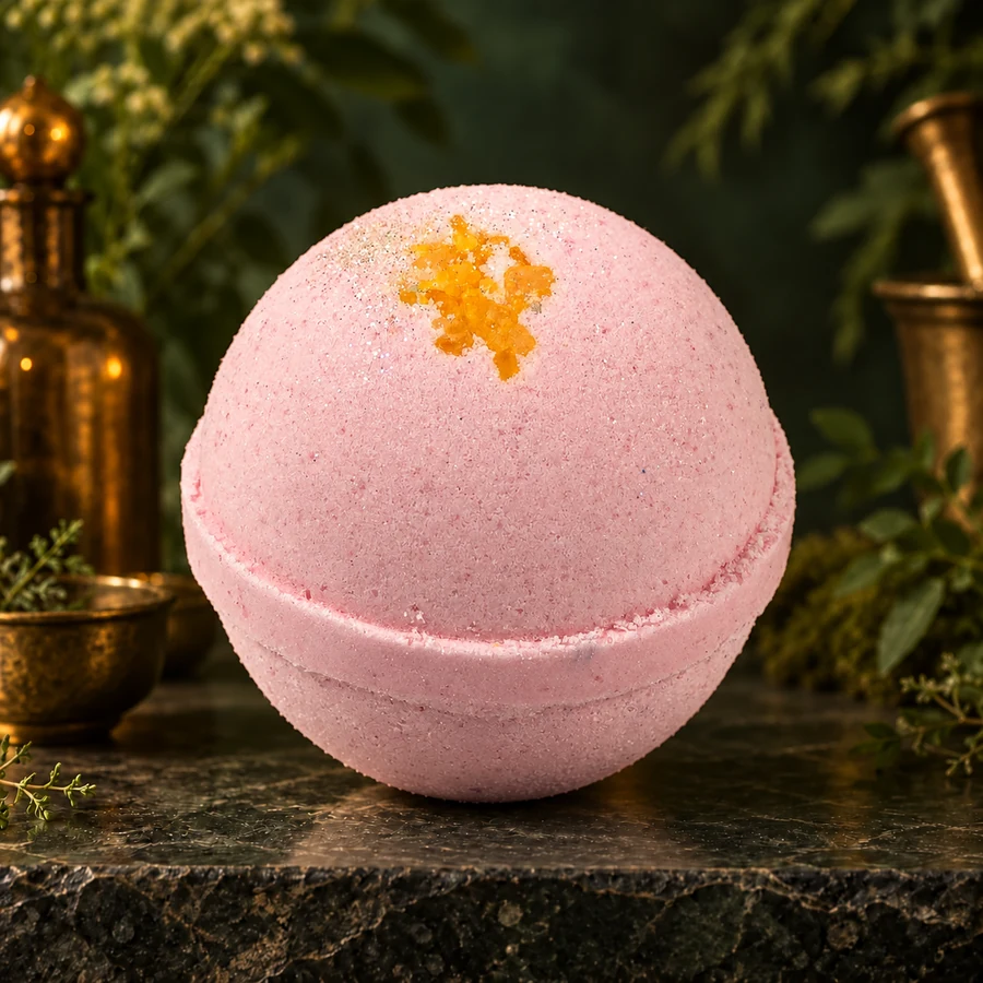Tiare Flowers Bath Bomb — AI product mockup