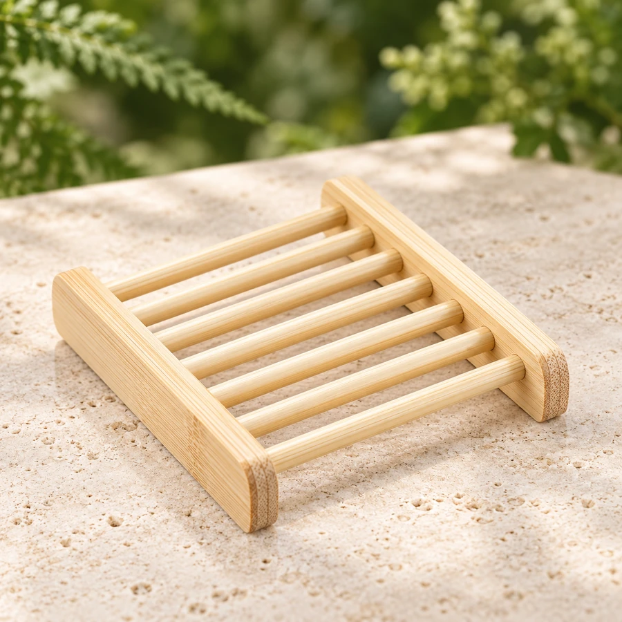 Bamboo Soap Dish — Natural Wood